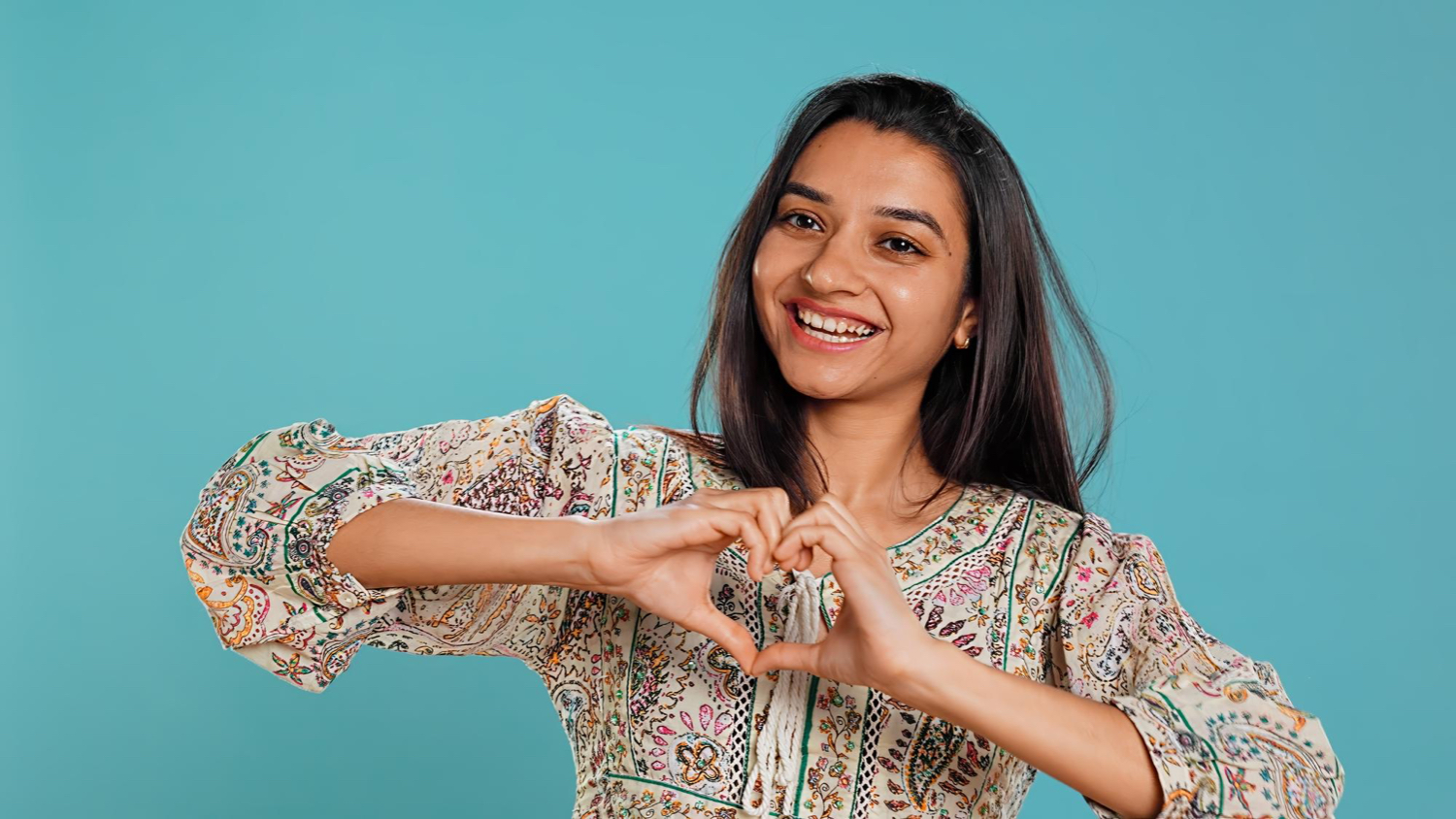 Happy woman smiling mental health