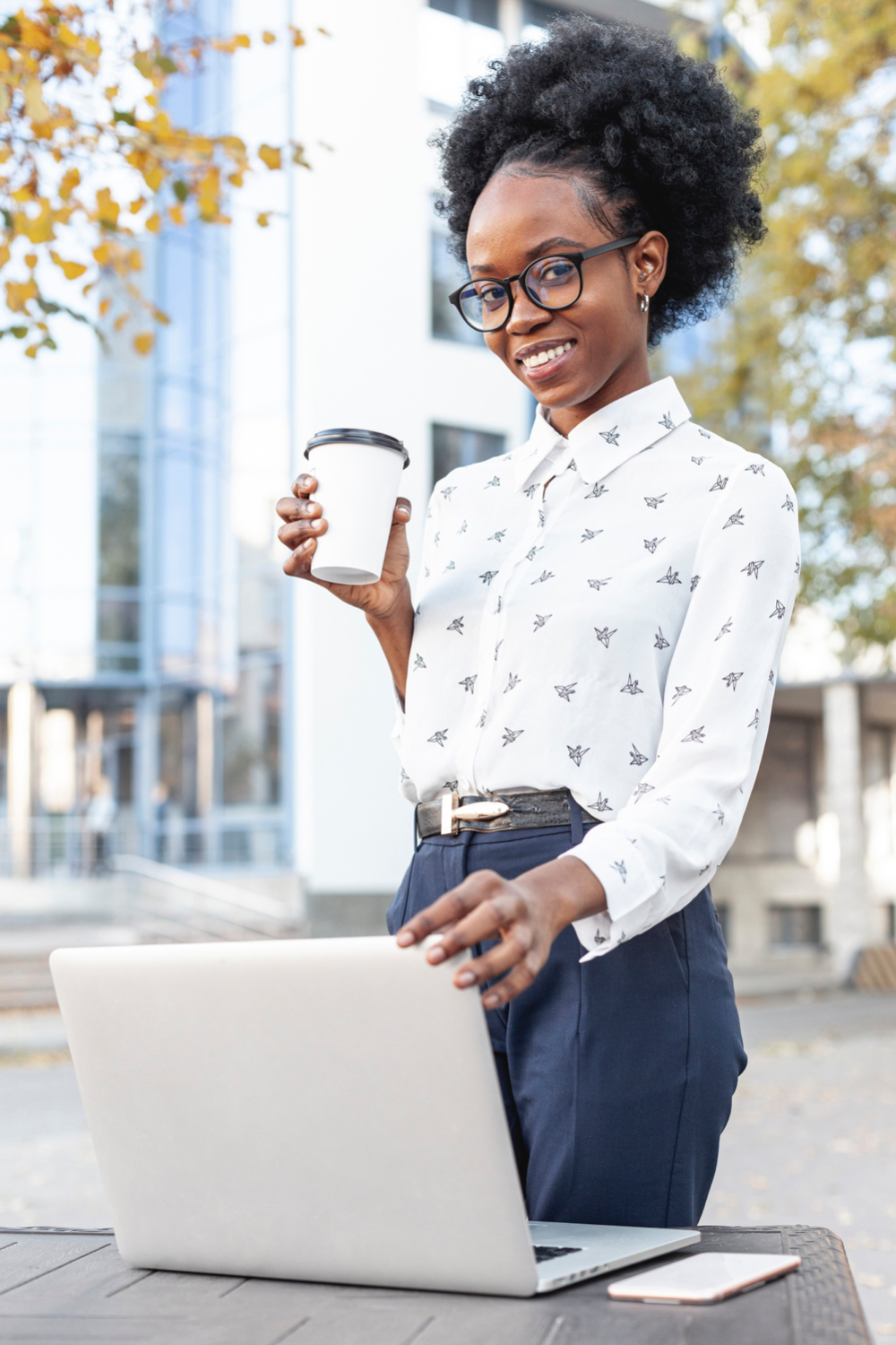 Happy working woman men's mental health