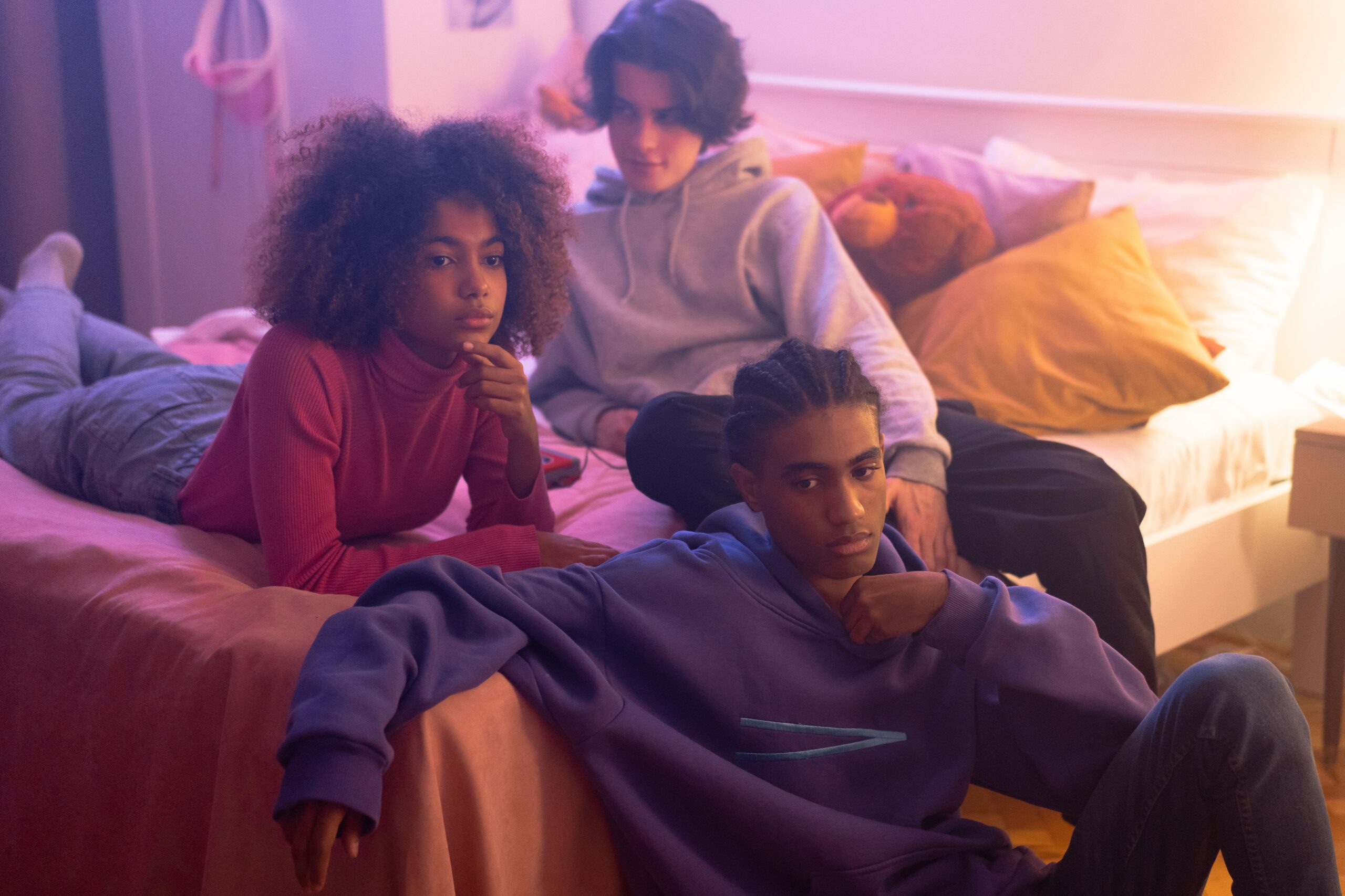 Teenagers talking and supporting each other