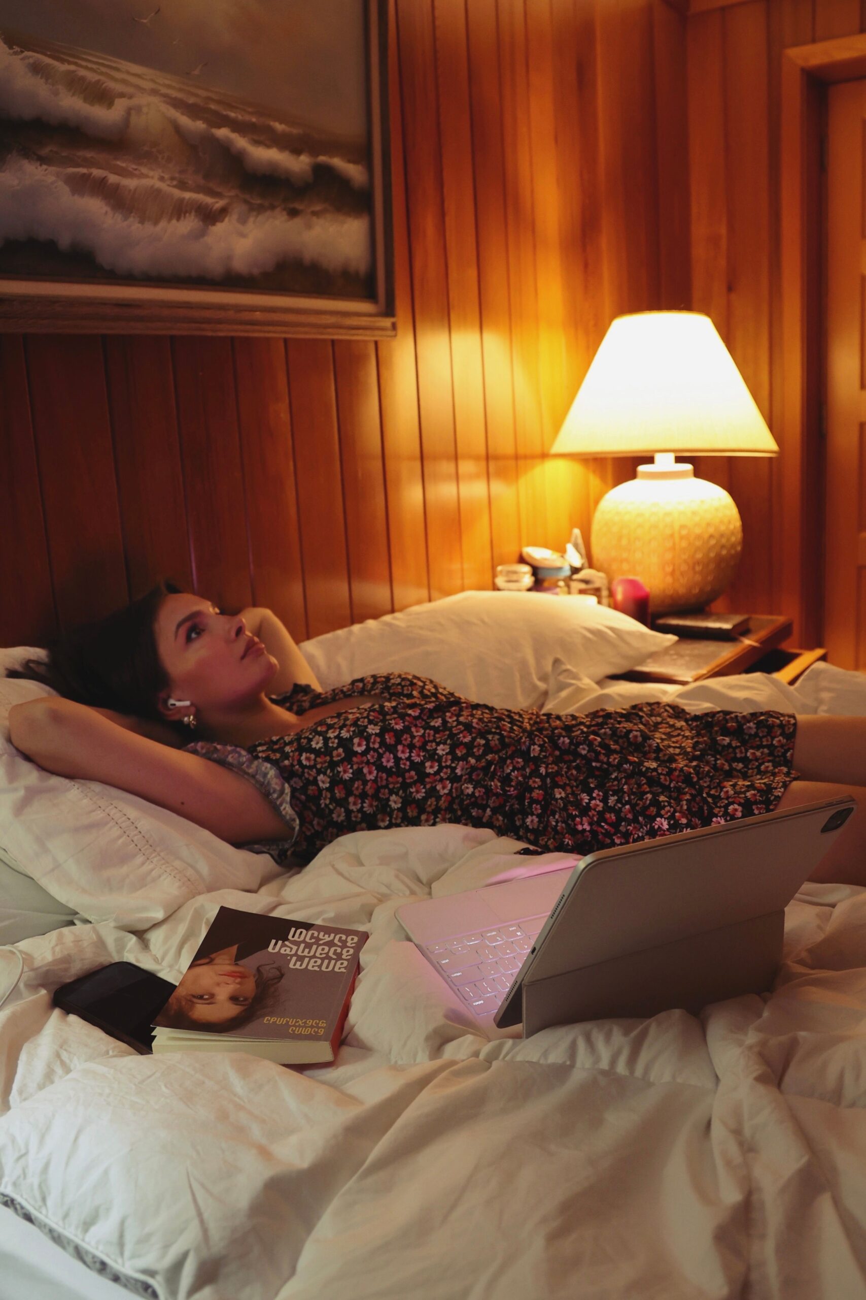 Teenager lying awake while overthinking